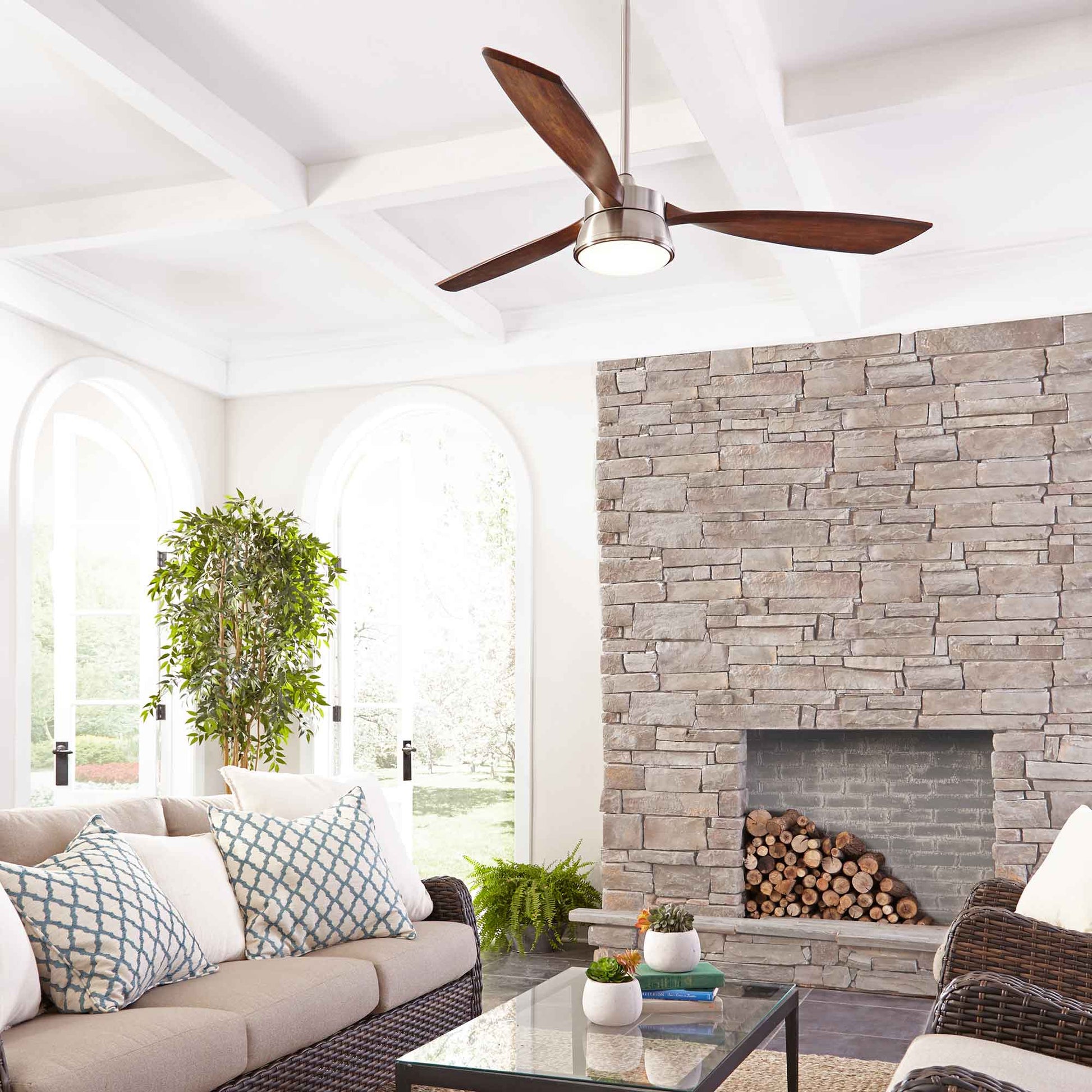 Destin LED Ceiling Fan in living room.