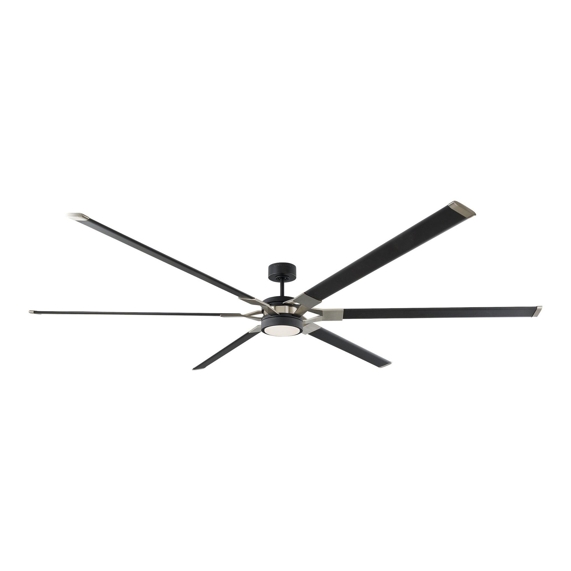 Loft LED Ceiling Fan in Matte White/Burnished Brass (96-Inch).