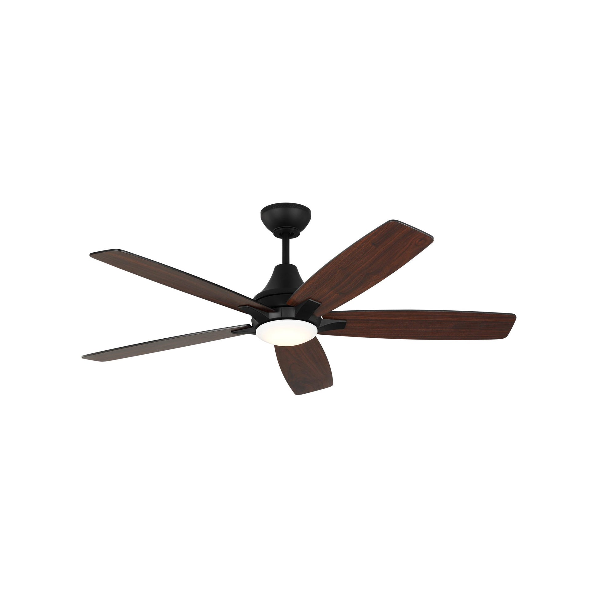 Lowden Indoor / Outdoor LED Ceiling Fan in Midnight Black/Midnight Black/American Walnut (52-Inch).