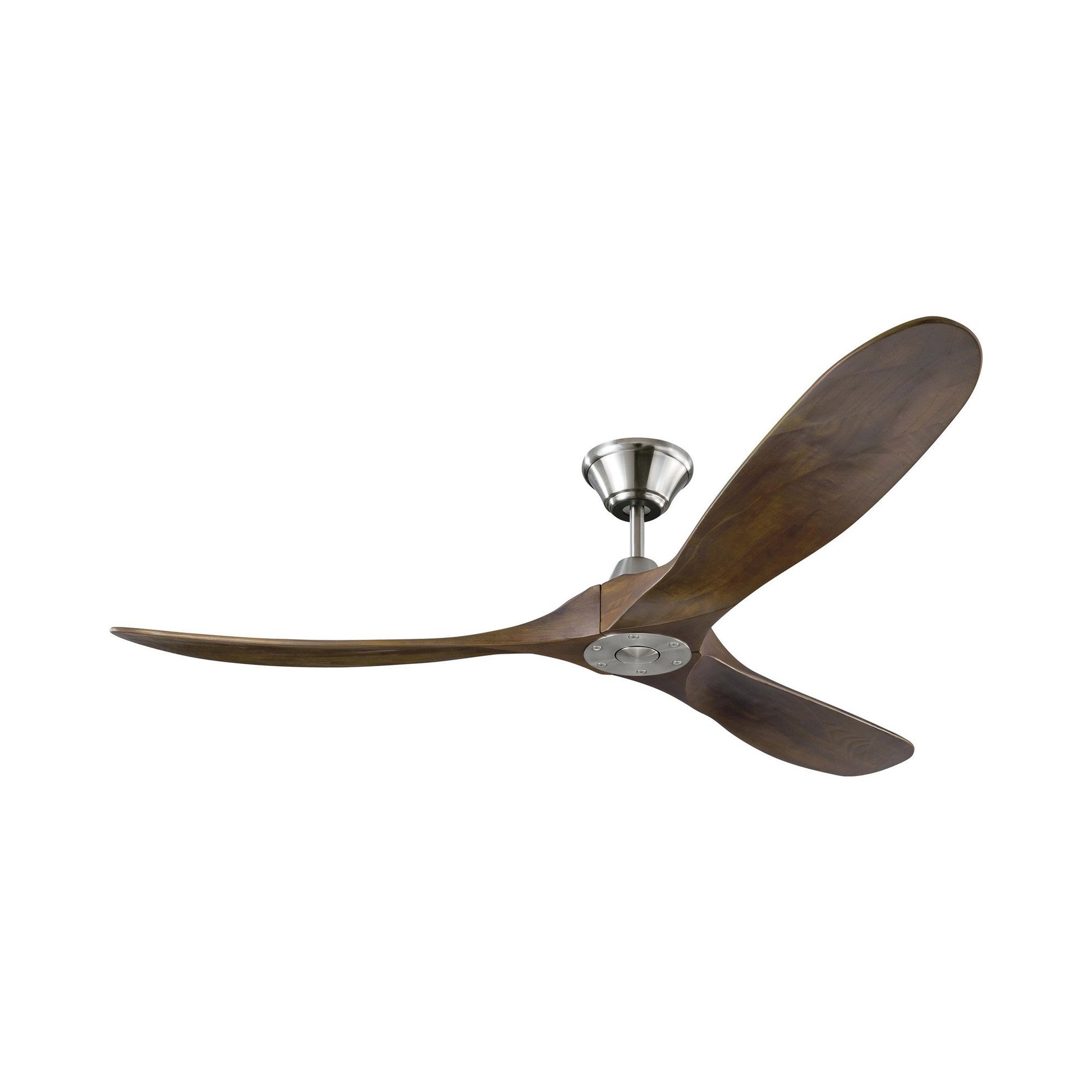 Maverick Ceiling Fan in Brushed Steel/Dark Walnut.