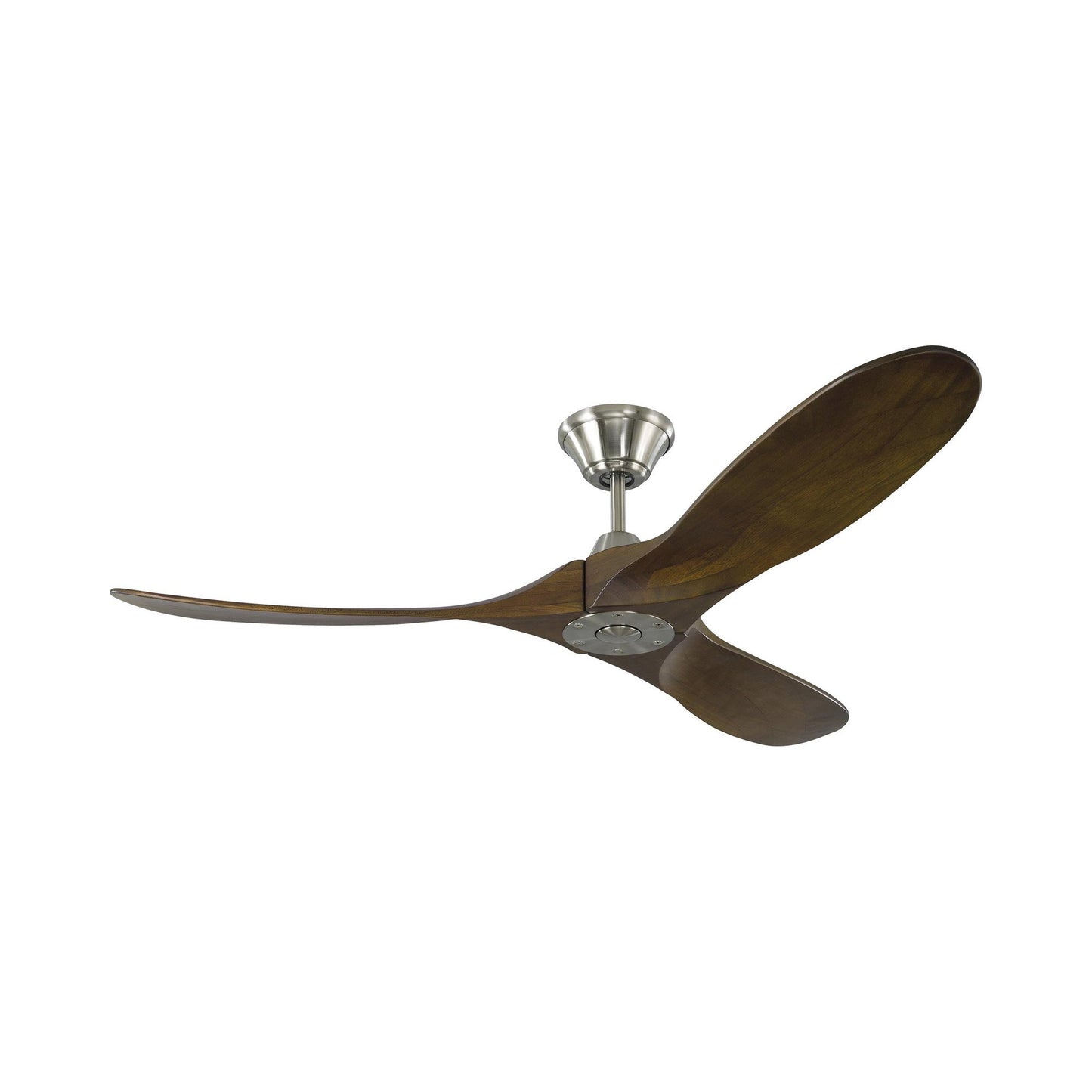 Maverick II Ceiling Fan in Brushed Steel/Dark Walnut (52-Inch).