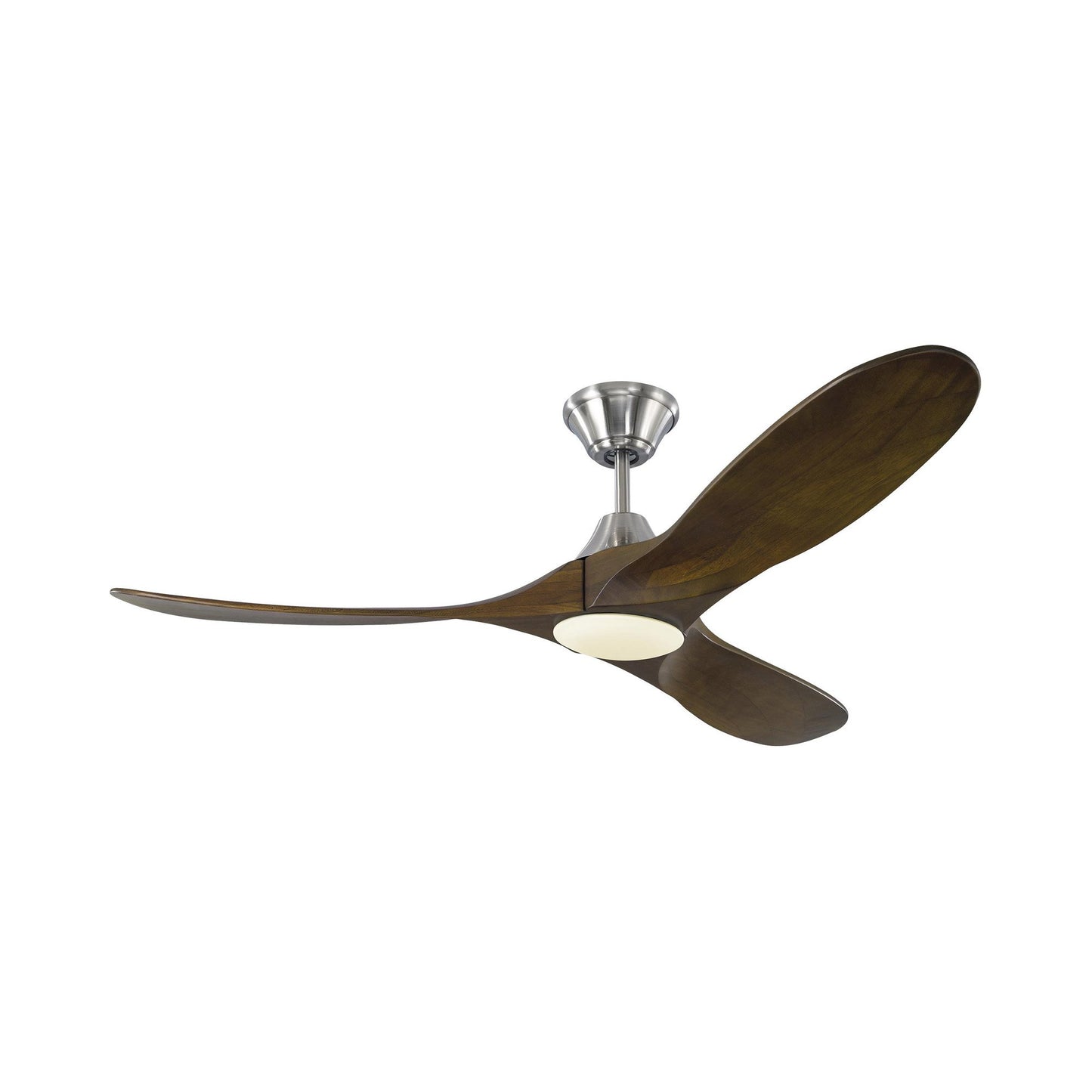 Maverick II Ceiling Fan in Brushed Steel/Dark Walnut (52-Inch).