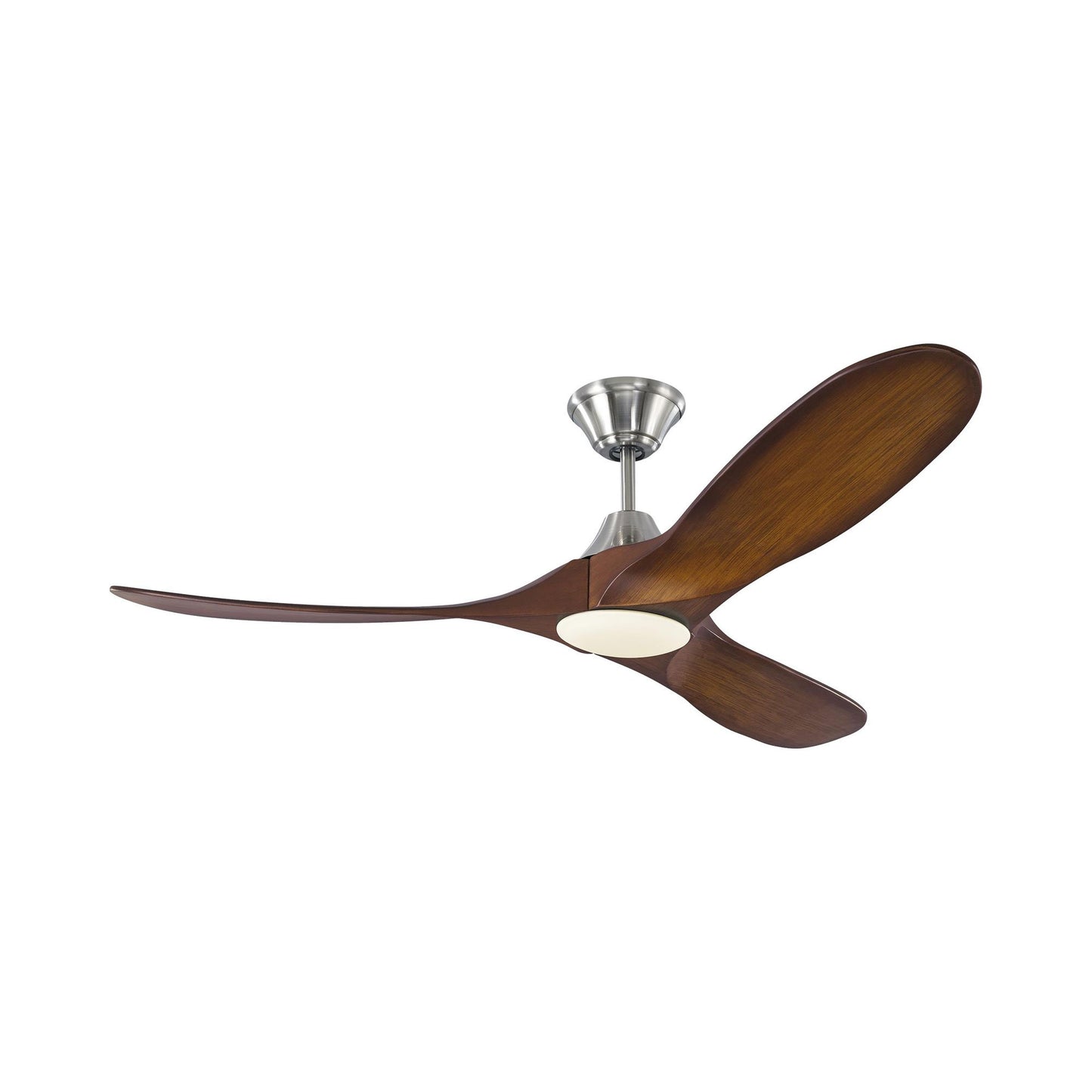 Maverick II Ceiling Fan in Brushed Steel/Dark Walnut (52-Inch).