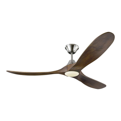 Maverick II Ceiling Fan in Brushed Steel/Dark Walnut (60-Inch).