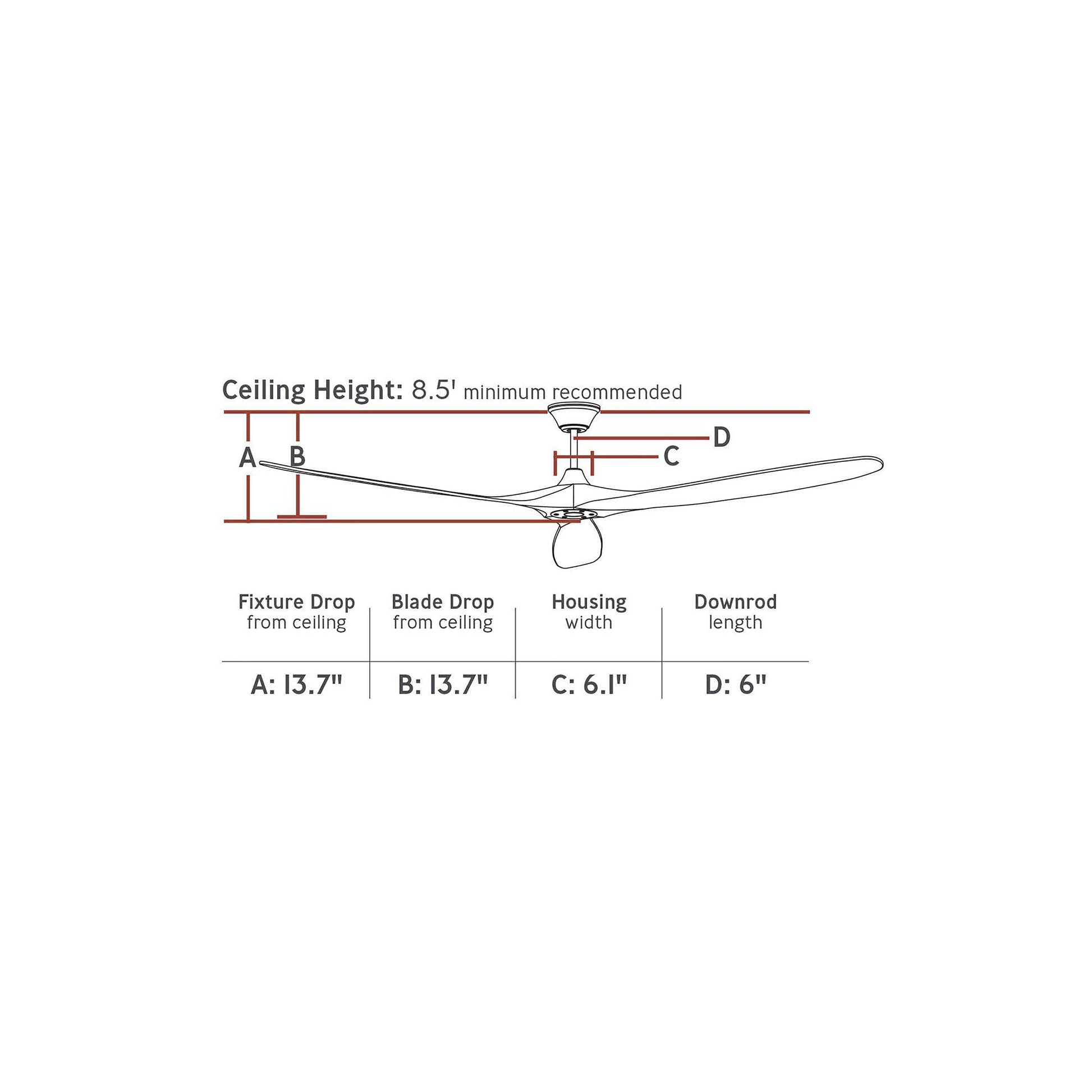 Maverick Super Max Ceiling Fan - line drawing.