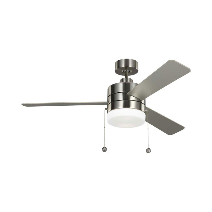 Syrus LED Ceiling Fan in Brushed Steel.