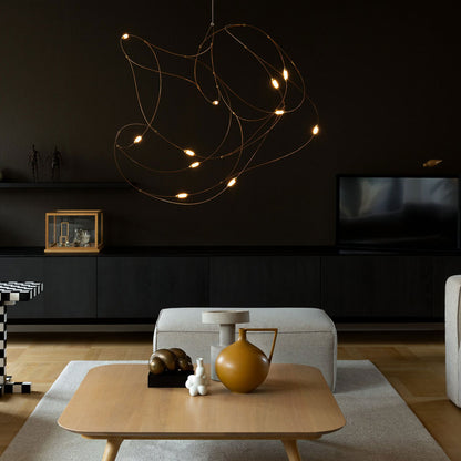 Flock of Light LED Chandelier in living room.