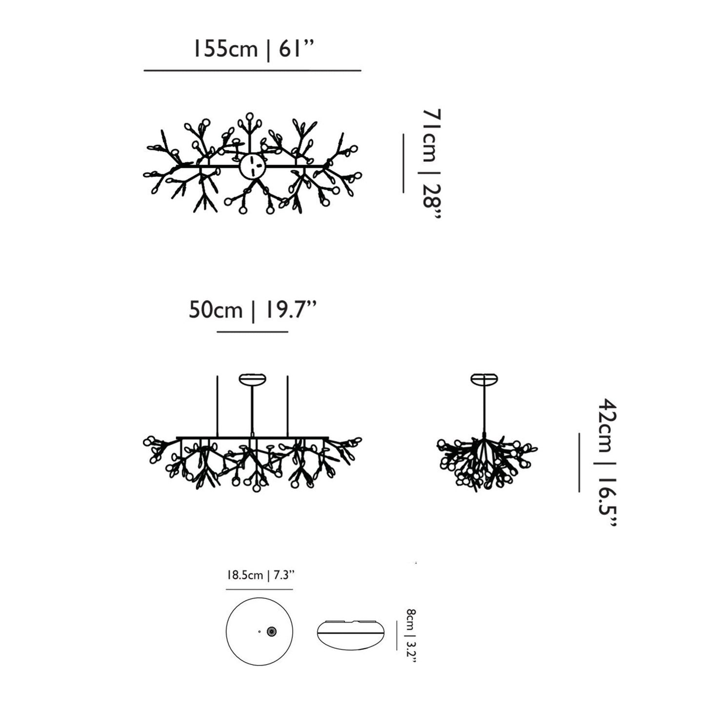 Heracleum III LED Linear Pendant Light - line drawing.