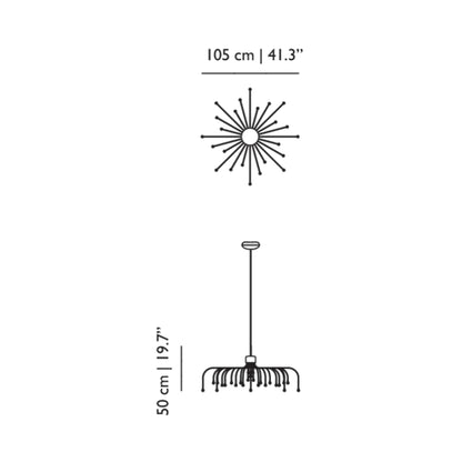 Starfall Light LED Chandelier - line drawing.