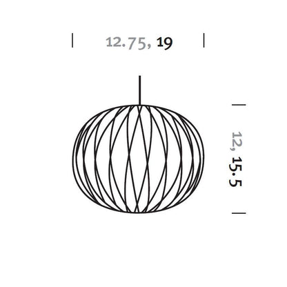 Nelson® Ball Crisscross Bubble Pendant Light in Line Drawing.