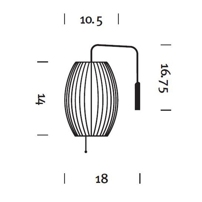Nelson® Cigar Wall Light in Line Drawing