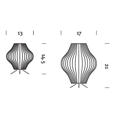 Nelson® Pear Tripod Lamp in Line Drawing.