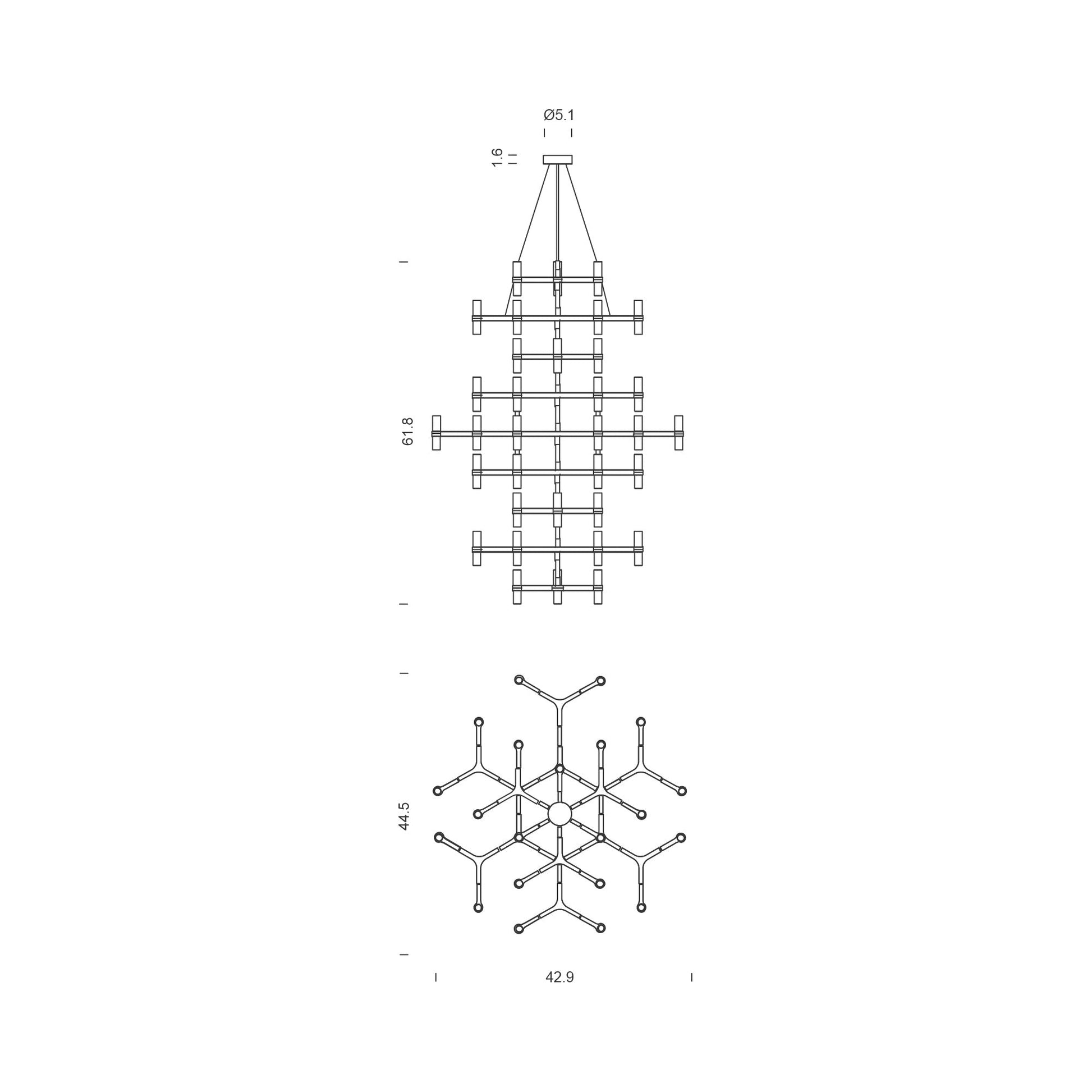 Crown Summa LED Chandelier - line drawing.