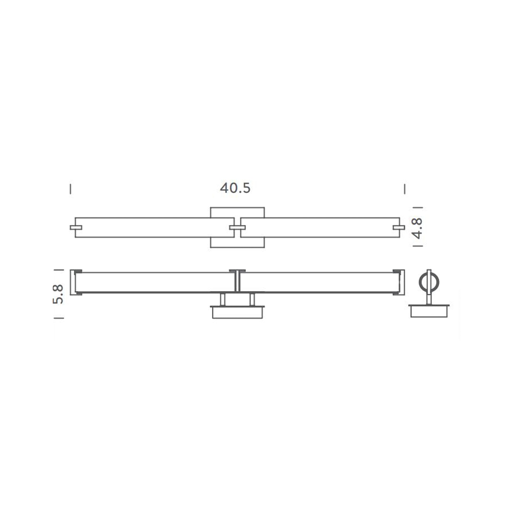 Elf3 Vanity Wall Light - line drawing.