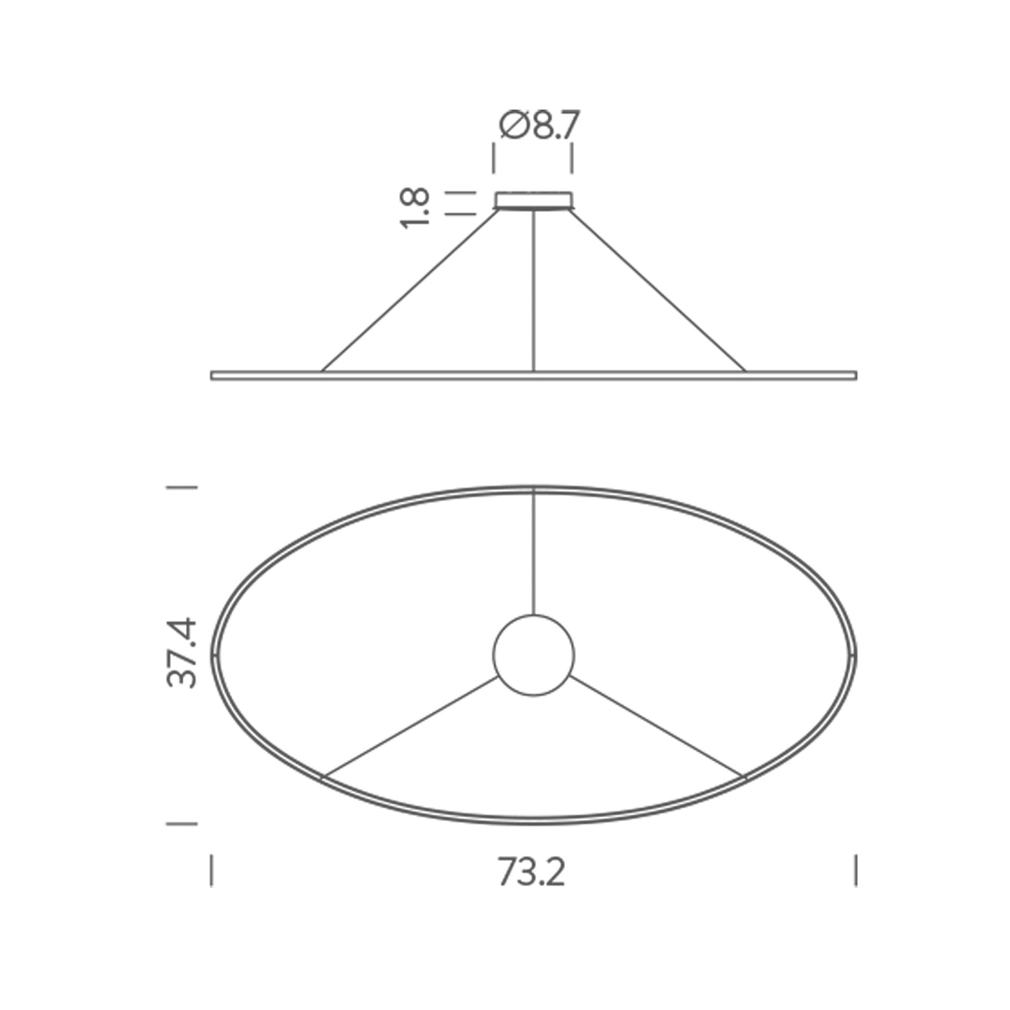 Ellisse LED Mega Pendant Light - line drawing.