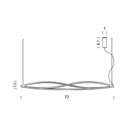 In The Wind LED Pendant Light - line drawing.