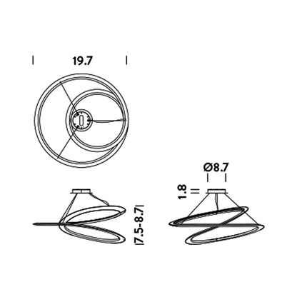 Kepler LED Pendant Light - line drawing.