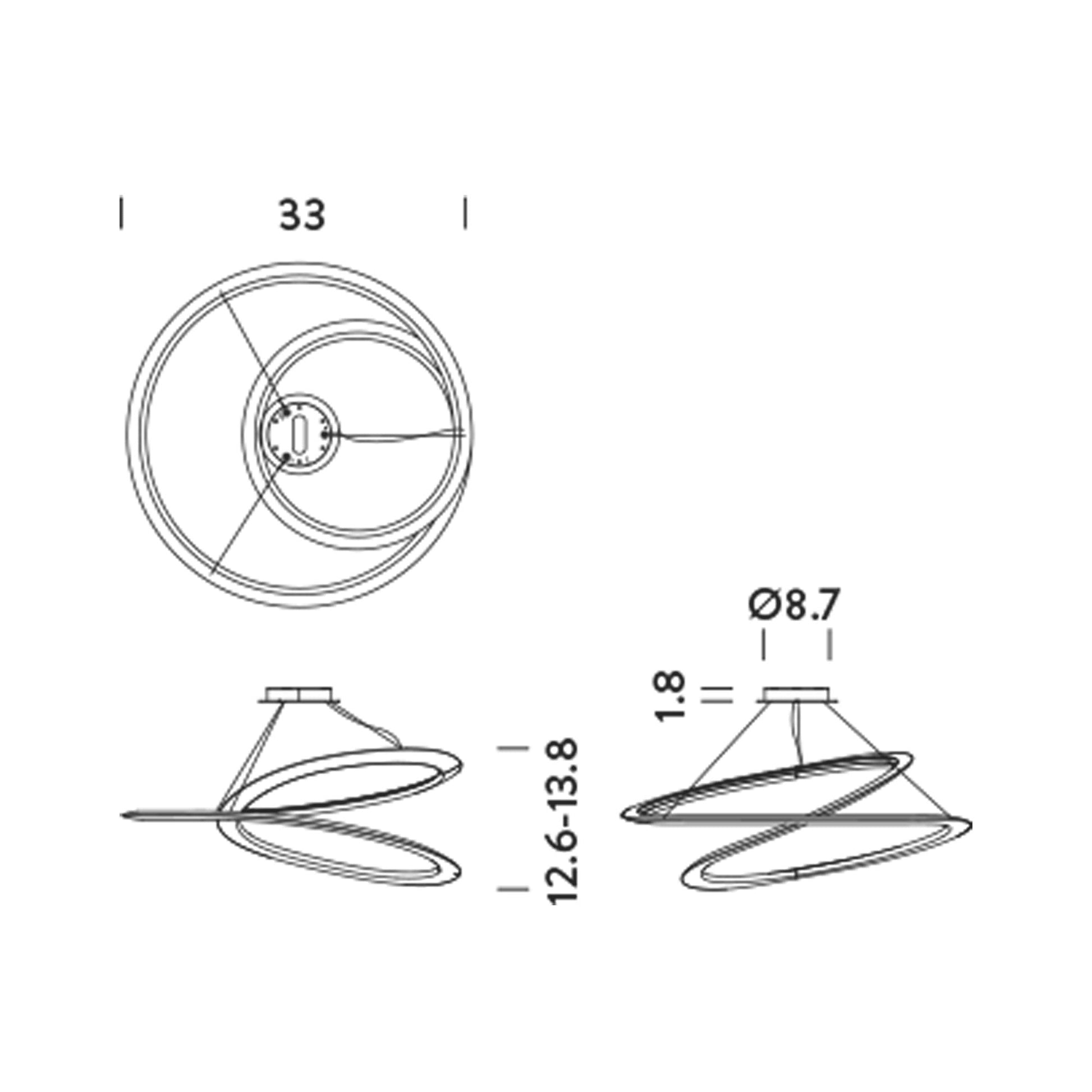 Kepler LED Pendant Light - line drawing.