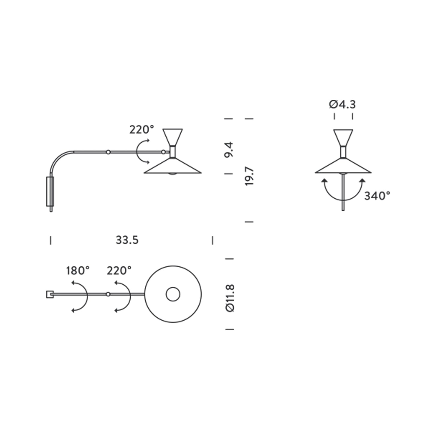 Lampe de Marseille Wall Light - line drawing.