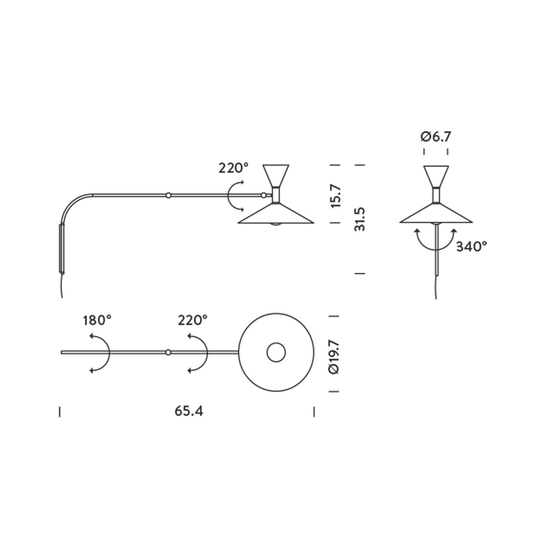 Lampe de Marseille Wall Light - line drawing.