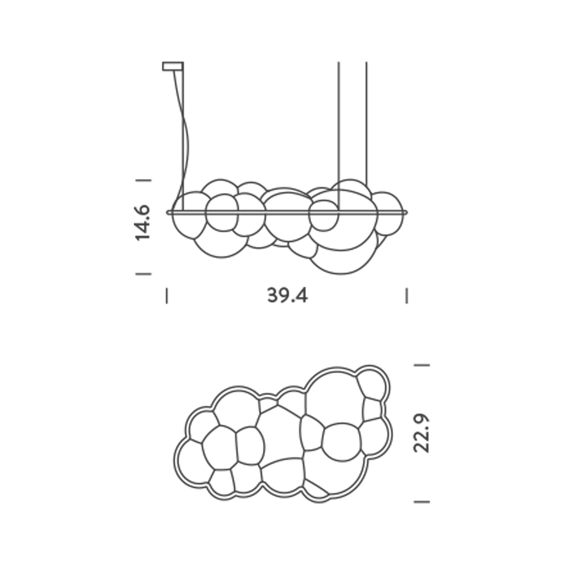 Nuvola LED Pendant Light - line drawing.
