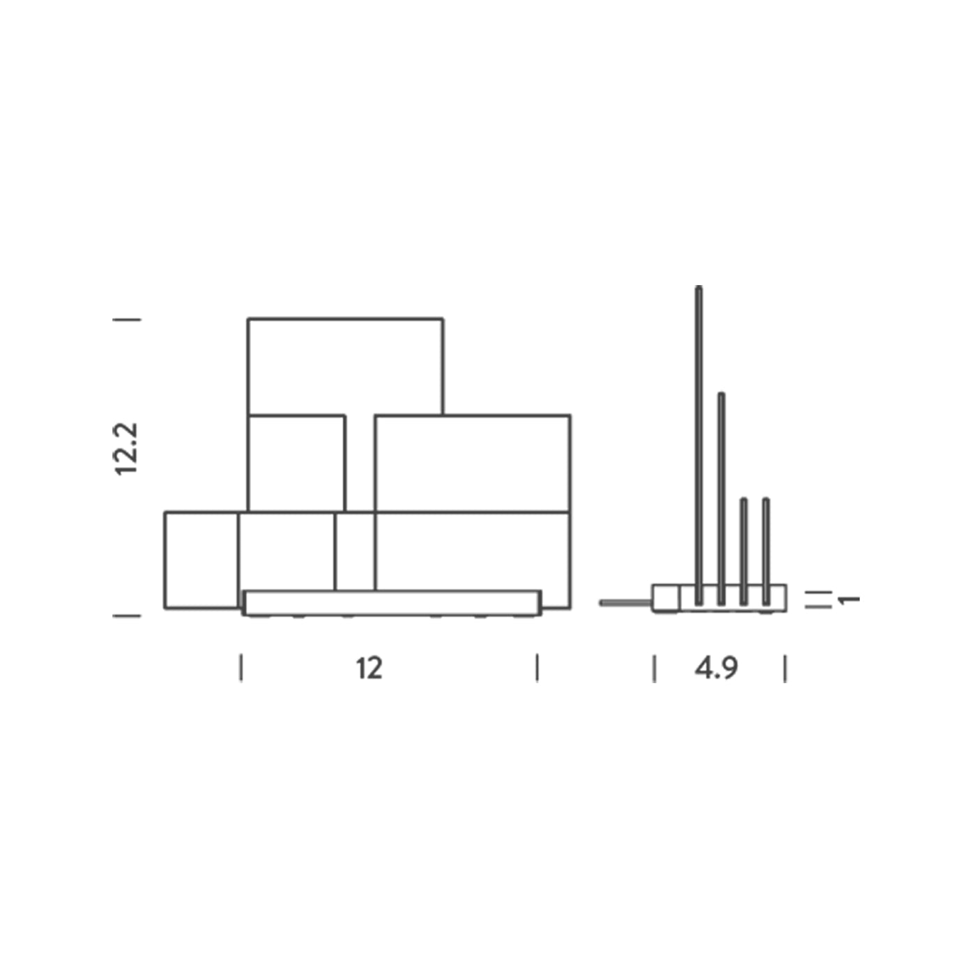 On Lines LED Table Lamp - line drawing.