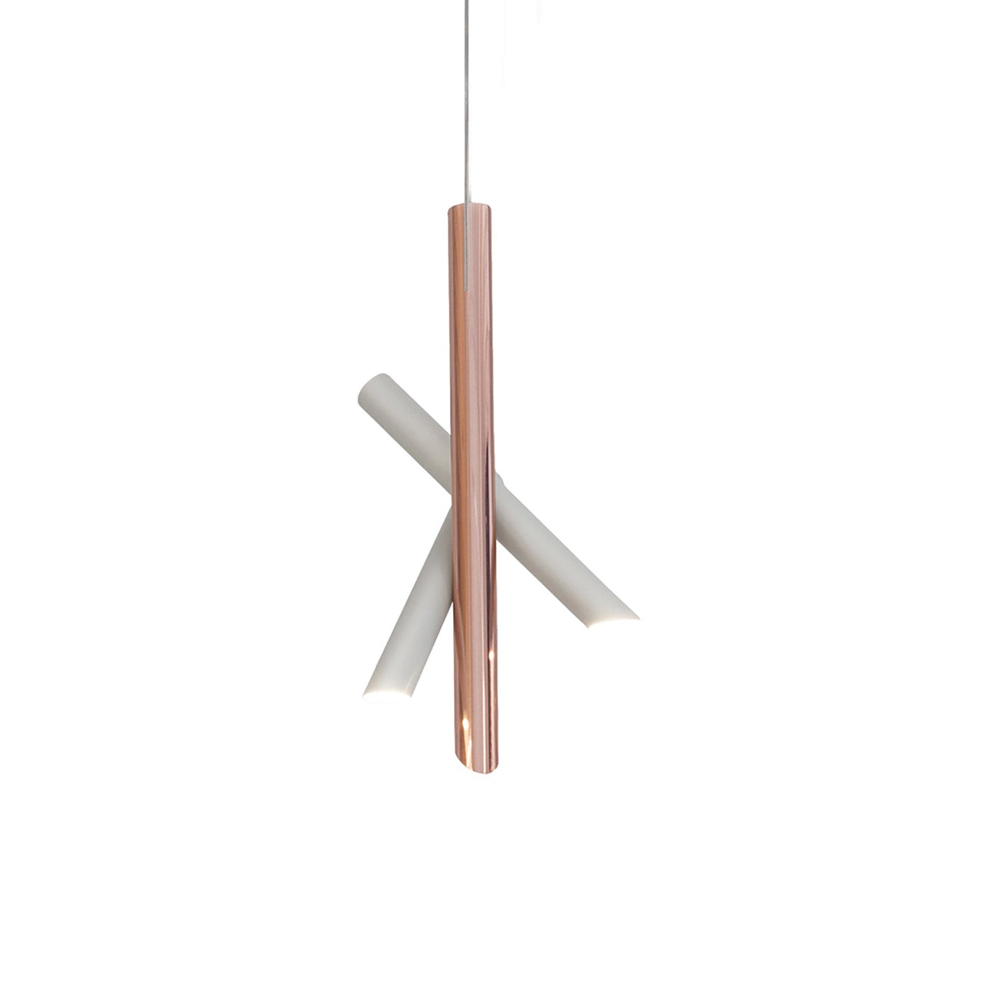 Tubes 3 LED Pendant Light in White/Copper.