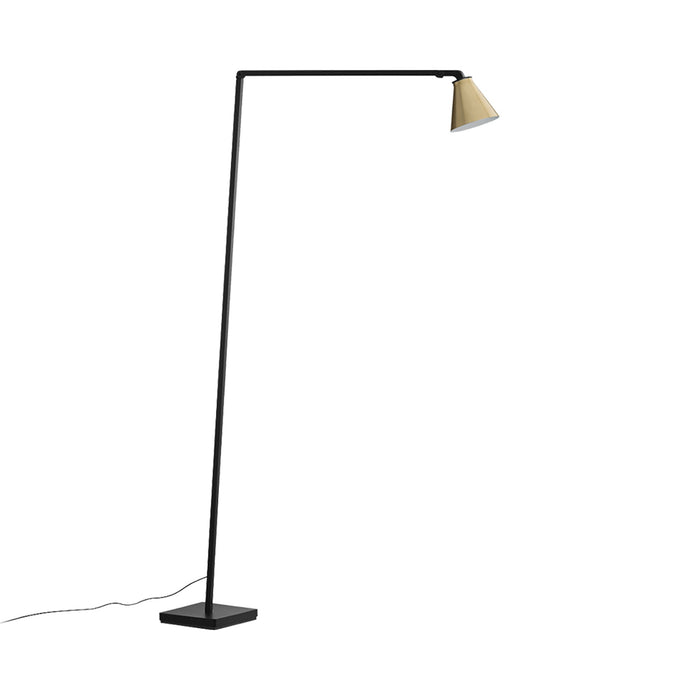 Untitled Cone LED Reading Floor Lamp in Black/Gold Burnished.