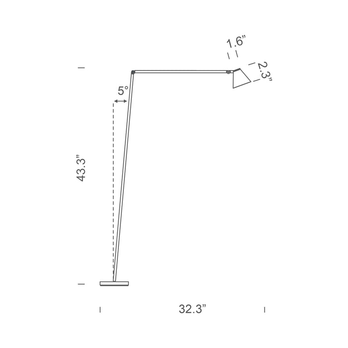 Untitled Cone LED Reading Floor Lamp - line drawing.