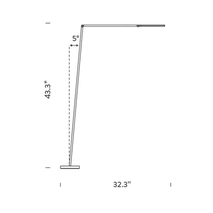 Untitled Linear LED Reading Floor Lamp - line drawing.