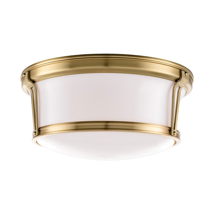 Newport Flush Mount Ceiling Light in Large/Aged Brass.