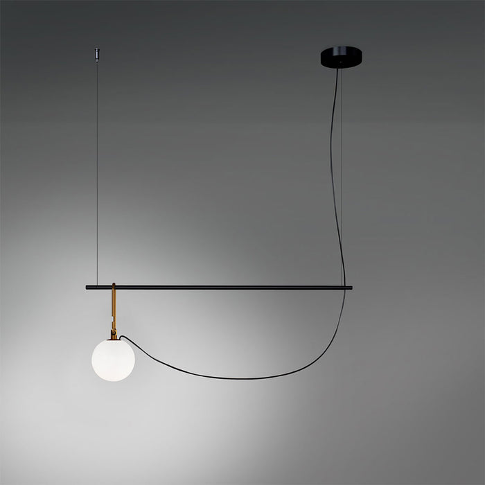NH Linear Suspension Light in Small Globe (34-inch).