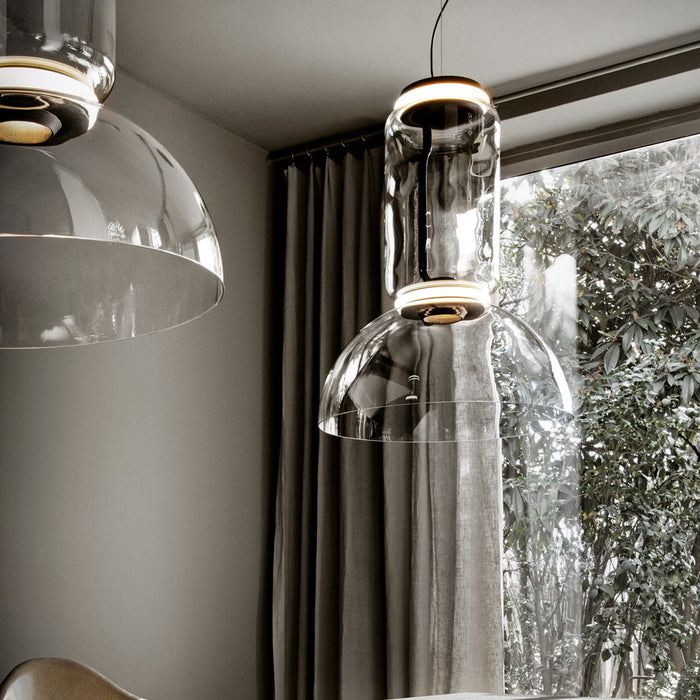 Noctambule Low Cylinder and Bowl LED Pendant Light in Detail.