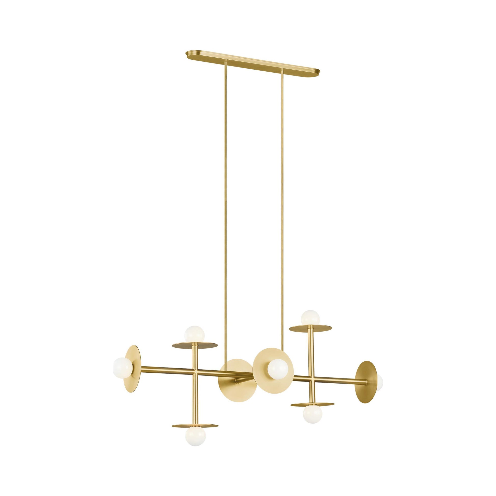 Nodes Linear Chandelier in 8-Light/Burnished Brass.