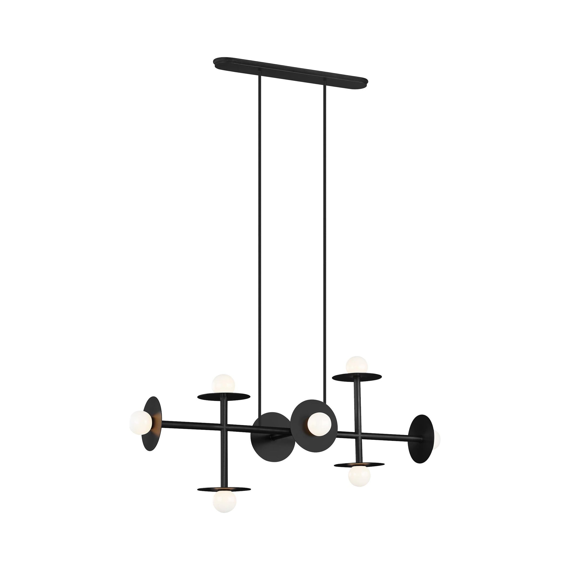 Nodes Linear Chandelier in 8-Light/Midnight Black.