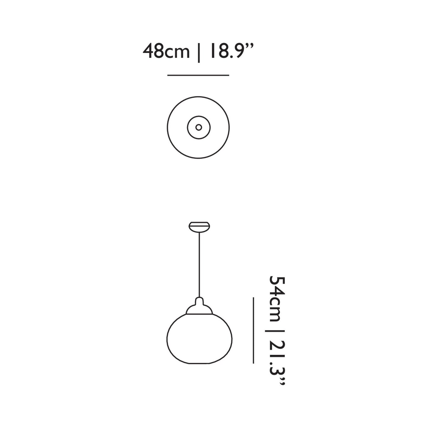 Non Random Pendant Light - line drawing.