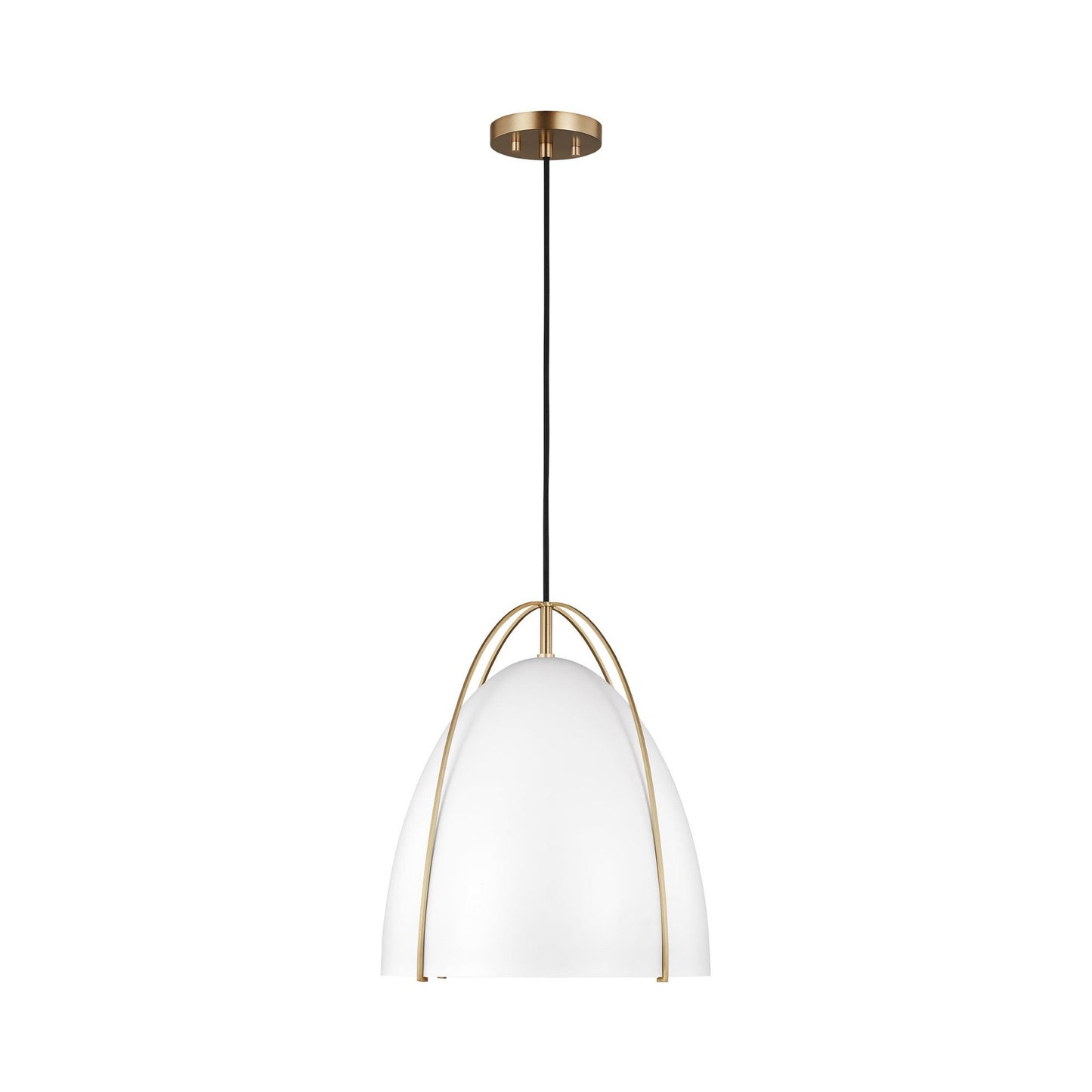 Norman Pendant Light in Satin Brass/Matte White (Medium).