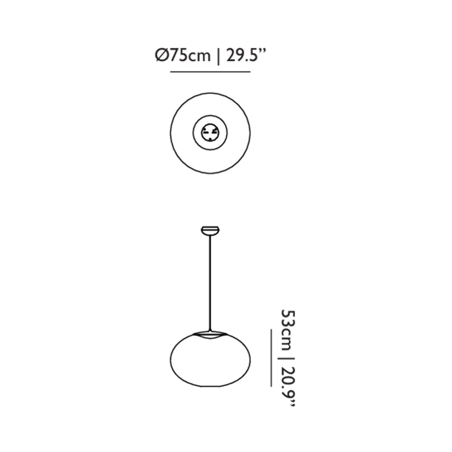 NR2 LED Pendant Light - line drawing.