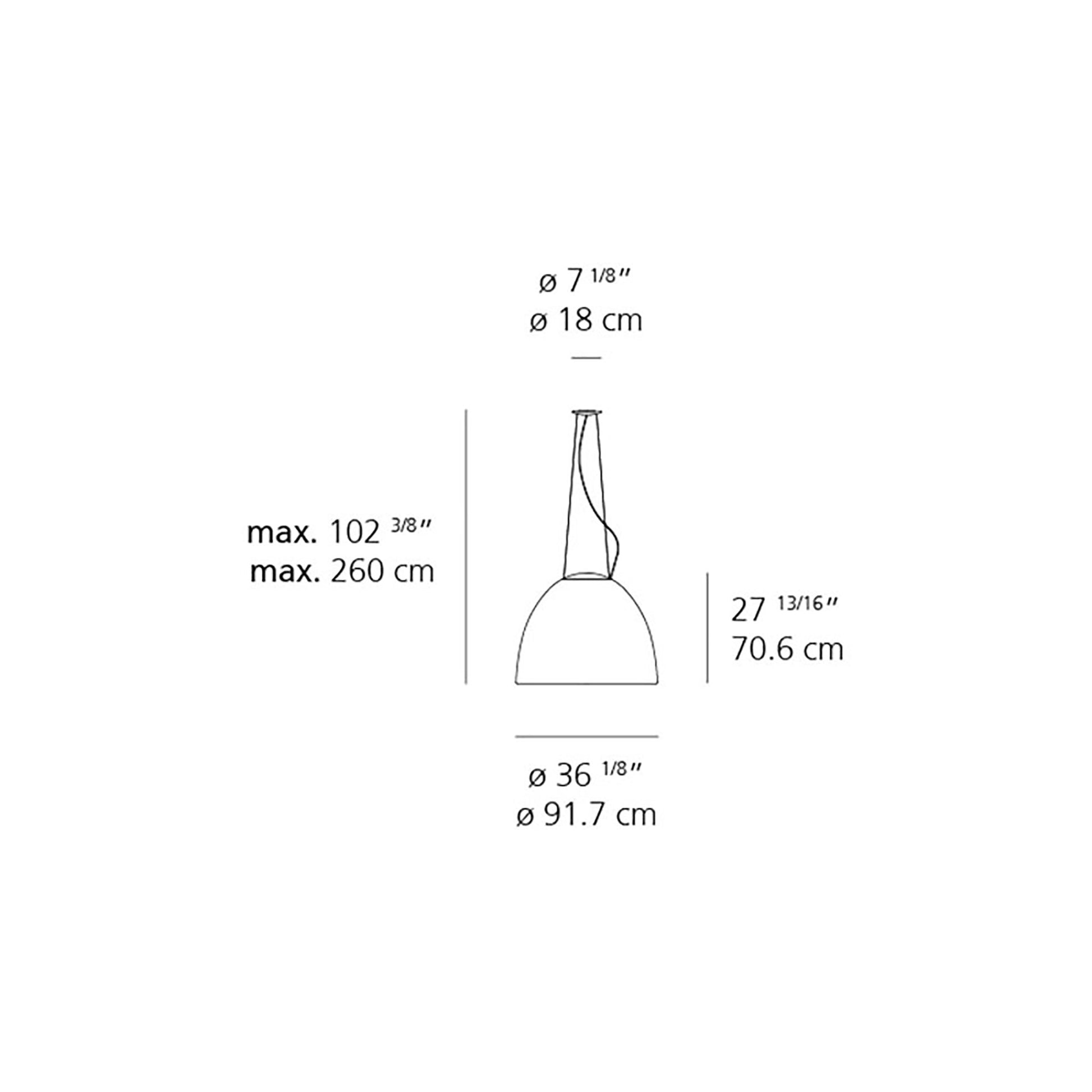 Nur Acoustic LED Suspension Light - line drawing.