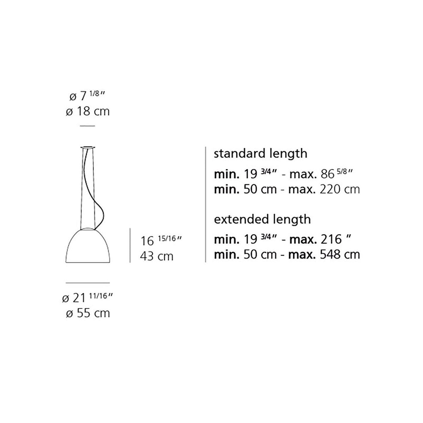 Nur Suspension Light - line drawing.