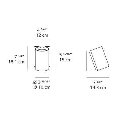 Oblique LED Wall Light - line drawing.