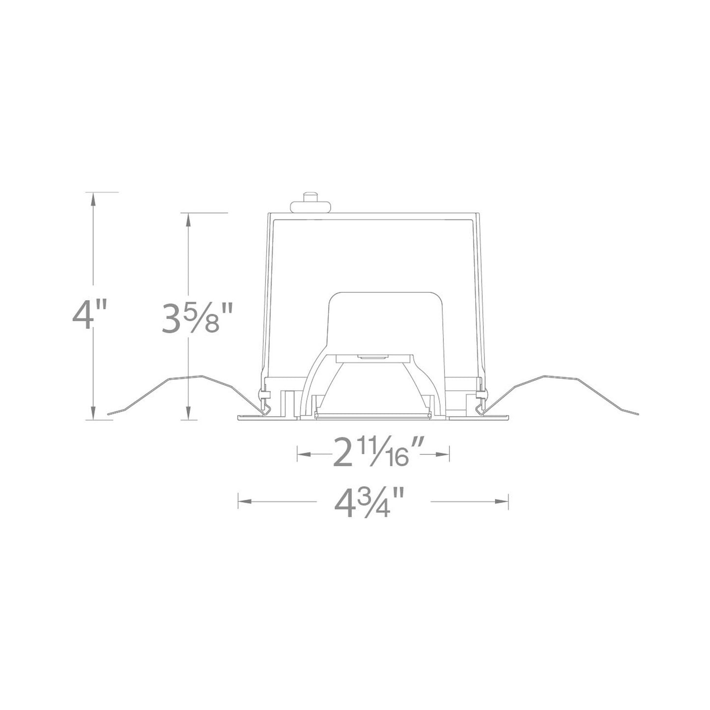 Ocular 3.0 Square Adjustable LED Recessed Trim - line drawing.