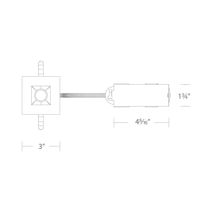 Ocularc 1.0 Square Open Reflector LED Recessed Trim - line drawing.
