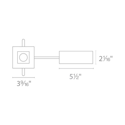 Ocularc 2.0 Square Open Reflector 9W LED Recessed Trim - line drawing.