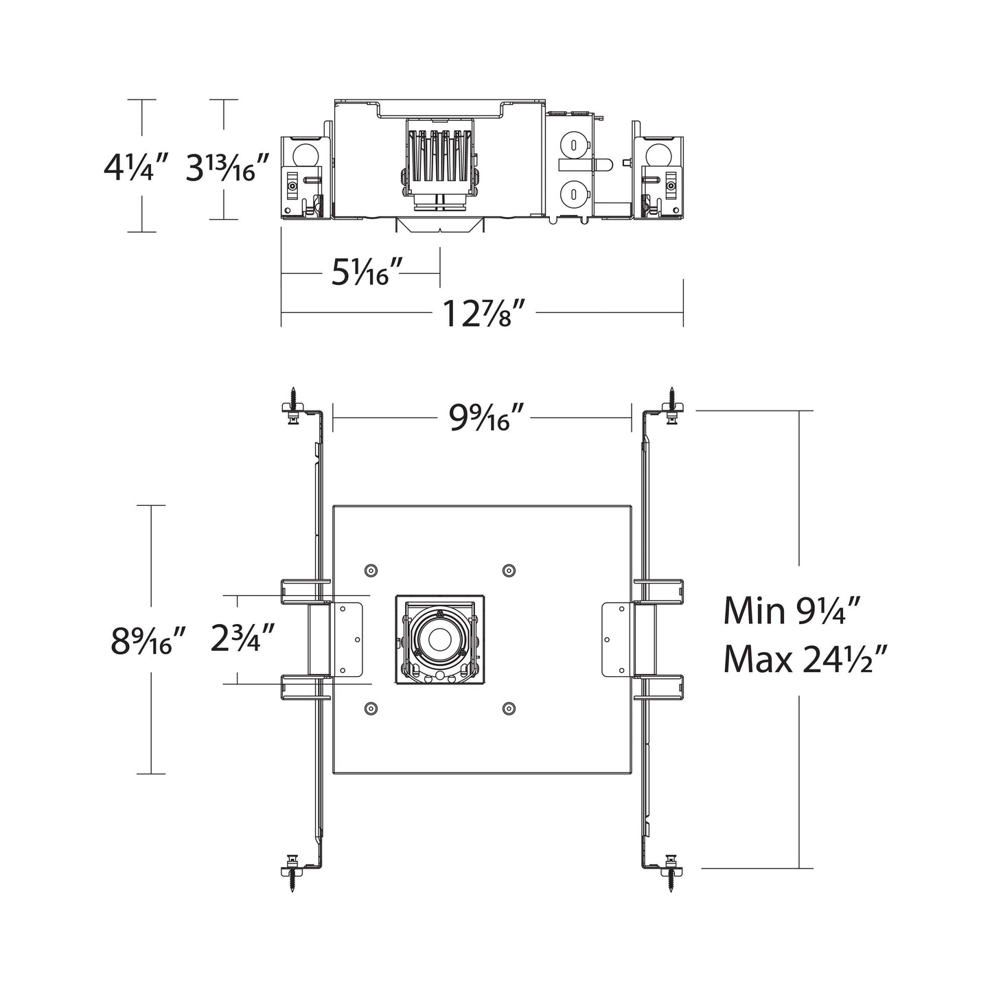 Ocularc 2 Inch Mutiples 1 Light LED Recessed Housing - line drawing.