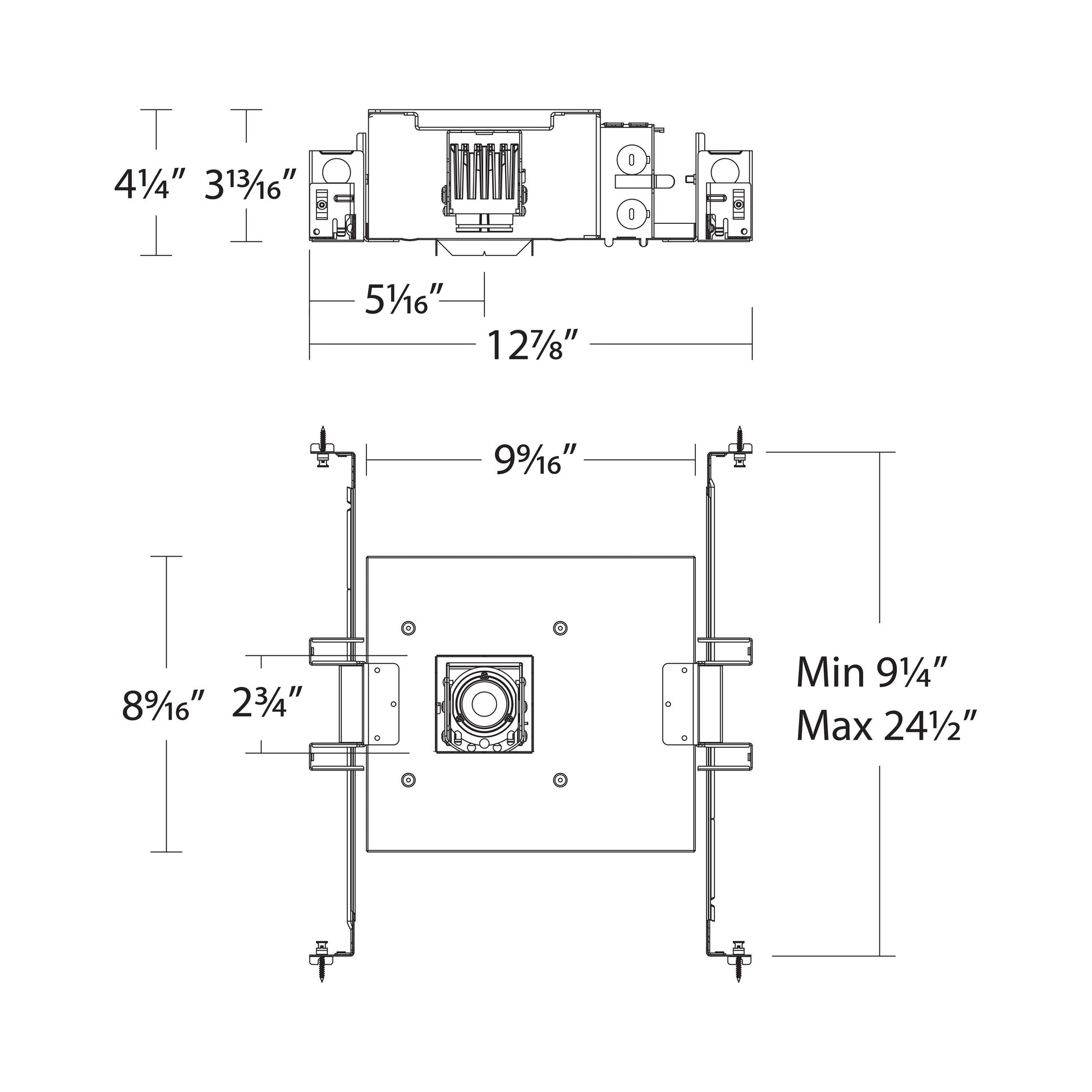 Ocularc 2 Inch Mutiples 1 Light LED Recessed Housing - line drawing.