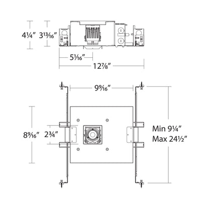 Ocularc 2 Inch Mutiples 1 Light LED Recessed Housing - line drawing.