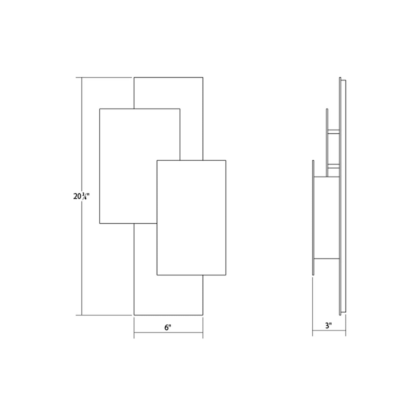 Offset Panels™ Outdoor LED Wall Light - line drawing.