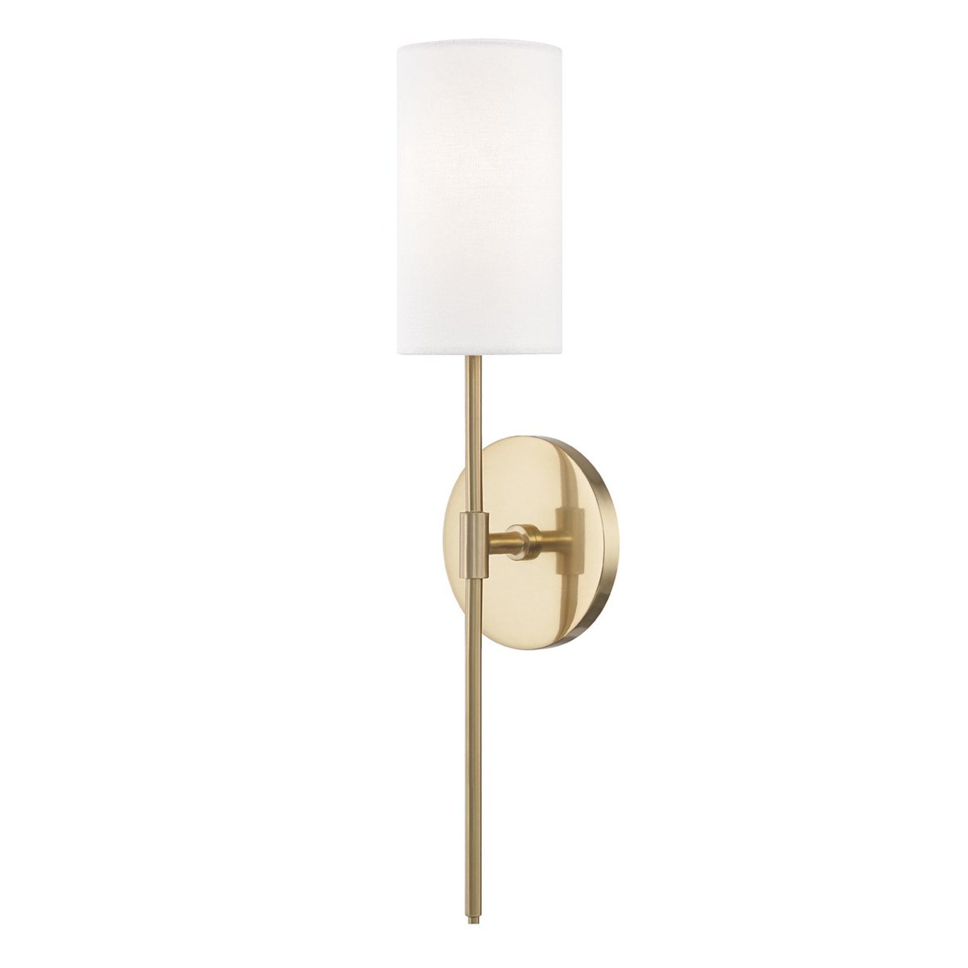 Olivia Wall Light in Aged Brass/Linen.