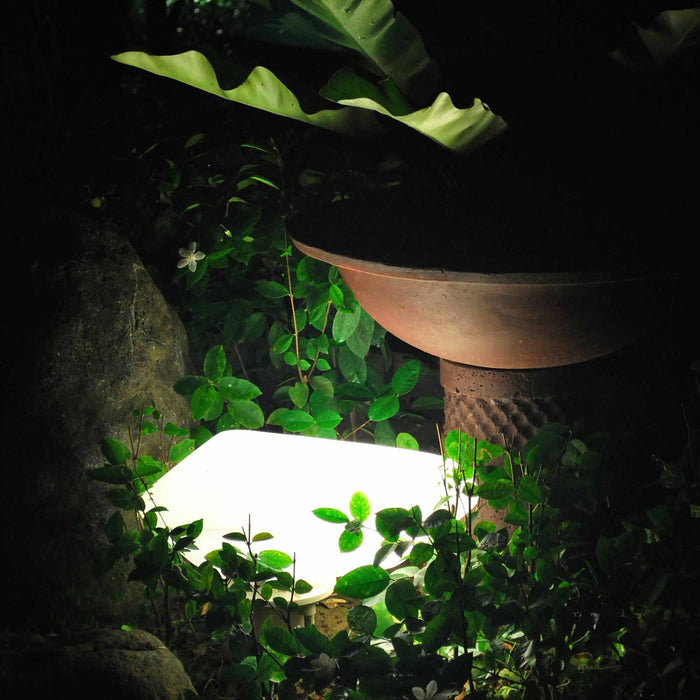 Stone Outdoor Lamp in outside area.